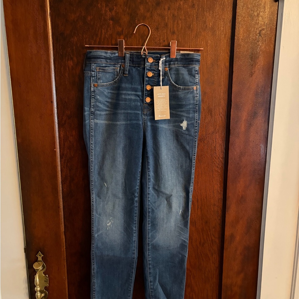 Madewell High Rise Distressed Blue Jeans